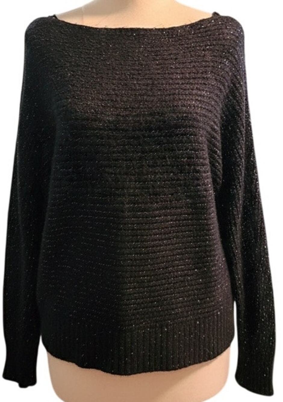 Abercrombie & Fitch Metallic Shimmer Ribbed Boatneck Sweater, Size Medium